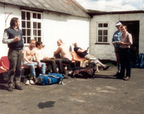 Ludlow youth hostel (L to R, Mick Biggs, Mick Parish, Colin Timpson, Alan Wilson, Dennis Green? Norman Hart and Paul Keech).